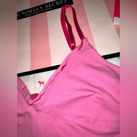 VS PINK VINTAGE Y2K 2005 TANK TOP CAMI CAMISOLE RUFFLE TRIM RARE HTF NWT LG - Picture 2 of 8